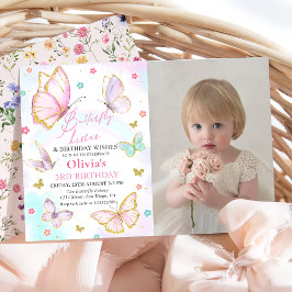 Invitación Besos de mariposa acuarela y deseos de cumpleaños