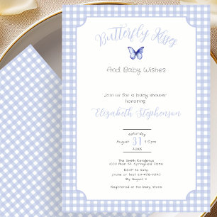 Invitación Besos de Mariposa Azul y Deseos para el Bebé Baby