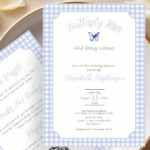Invitación Besos de Mariposa Azules de Doble Cara Deseos para