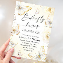 Besos de mariposa blancos y dorados Cumpleaños