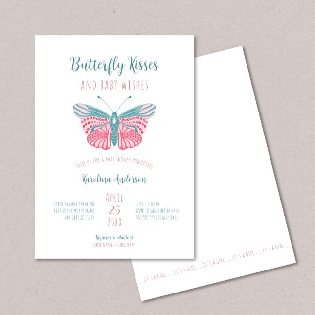 Invitación Besos de mariposa + chica de bebés (Subido por el creador)