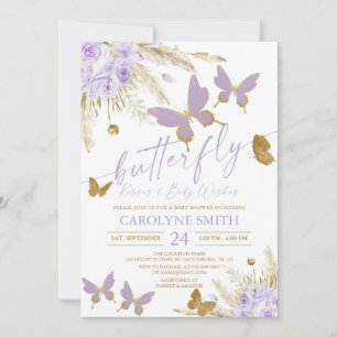 Invitación Besos de mariposa de hierba de Boho Purple Pampas