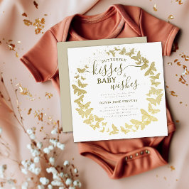 Invitación Besos de mariposa desea un Baby Shower elegante de