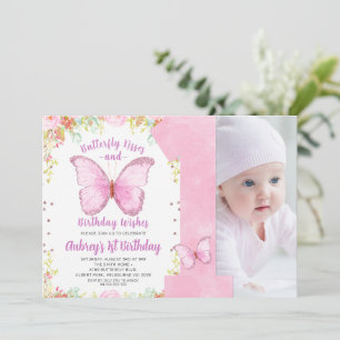 Invitación Besos de mariposa Deseos de cumpleaños Foto Cumple