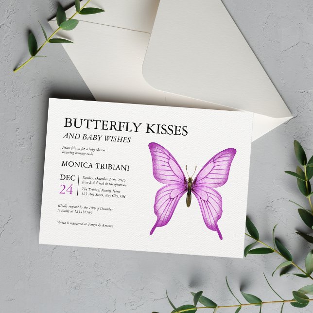 Invitación Besos de mariposa Deseos del bebé Ducha mínima Chi (Subido por el creador)