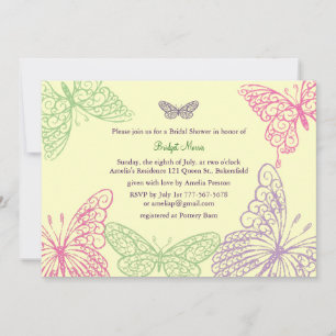 Invitación Besos de mariposa ducha de novia invitan al amaril