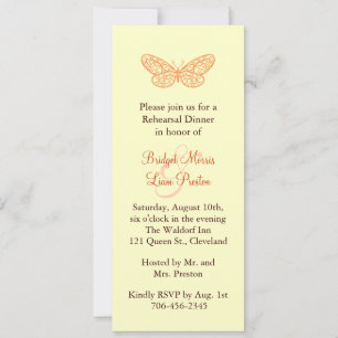 Invitación Besos de mariposa ensayo Cena amarillo
