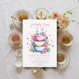 Invitación Besos de mariposa flores silvestres Tea Baby Showe