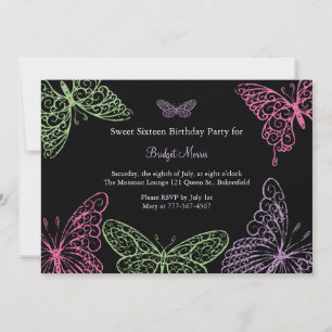 Invitación Besos de mariposa grande dieciséis