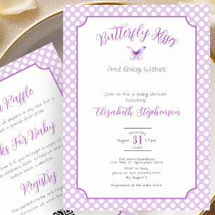 Invitación Besos de Mariposa Morada de Doble Cara Deseos de B