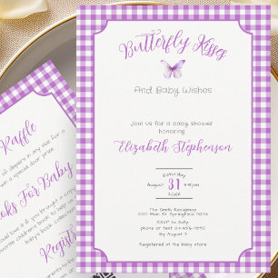 Invitación Besos de Mariposa Morada de Doble Cara Deseos de B