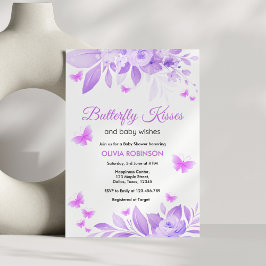 Invitación Besos de mariposa morada y deseos de bebé Baby Sho