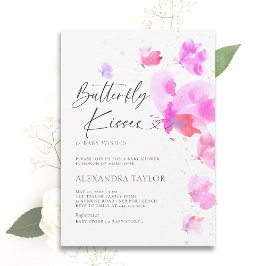 Invitación Besos de mariposa negrita Moda rosa niña ducha
