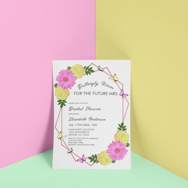 Invitación Besos De Mariposa Para El Futuro Sra. Bridal Showe (Subido por el creador)