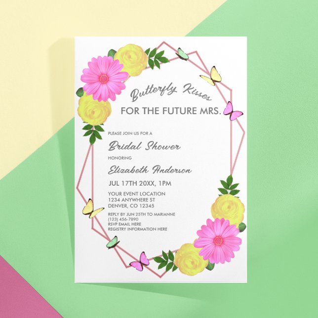 Invitación Besos De Mariposa Para El Futuro Sra. Bridal Showe (Subido por el creador)