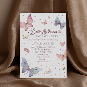 Invitación Besos de Mariposa Pastel Baby Shower