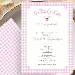 Invitación Besos de Mariposa Rosa y Deseos para el Bebé Fiest