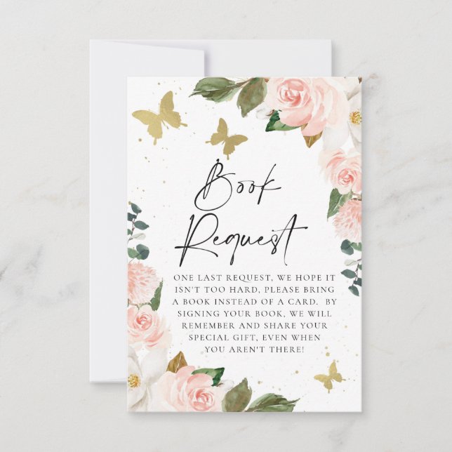 Invitación Besos de mariposa solicitud de libro de Baby Showe (Anverso)
