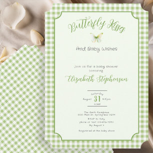 Invitación Besos de Mariposa Verdes y Deseos de Bebé Shower d