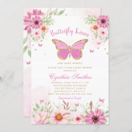 Invitación Besos de mariposa y Chica de deseos de bebé Baby S