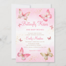 Invitación Besos de mariposa y Chica de deseos de bebé Baby S