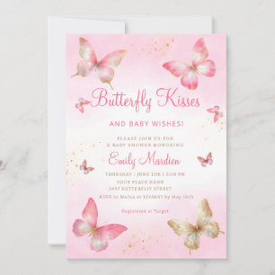 Invitación Besos de mariposa y Chica de deseos de bebé Baby S