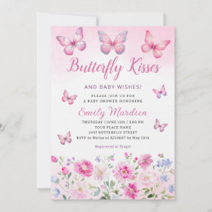 Invitación Besos de mariposa y chica de deseos de bebé Baby S