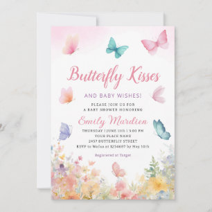 Invitación Besos de mariposa y chica de deseos de bebé Baby S