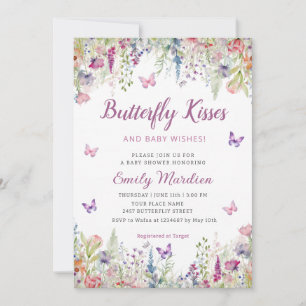Invitación Besos de mariposa y Chica de deseos de bebé Baby S