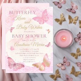 Invitación Besos de mariposa y Chica de deseos de bebé Baby S