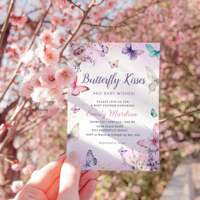 Invitación Besos de mariposa y Chica de deseos de bebé Baby S (Subido por el creador)