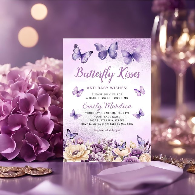 Invitación Besos de mariposa y chica de deseos de bebé Baby S (Subido por el creador)