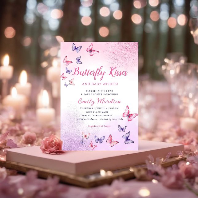Invitación Besos de mariposa y Chica de deseos de bebé Baby S (Subido por el creador)