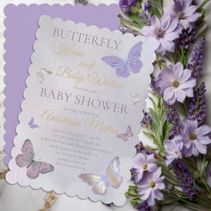 Invitación Besos de mariposa y Chica de deseos de bebé Baby S
