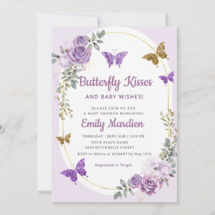 Invitación Besos de mariposa y Chica de deseos de bebé Baby S