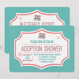 Invitación Besos de mariposa y deseo de adopción ducha de ado
