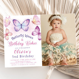 Invitación Besos de mariposa y deseo de cumpleaños foto de cu