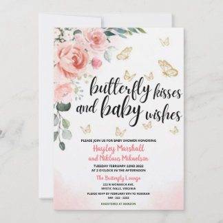 Invitación Besos de mariposa y deseos de bebé Baby Shower