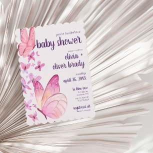 Invitación Besos de mariposa y deseos de bebé   Baby Shower P