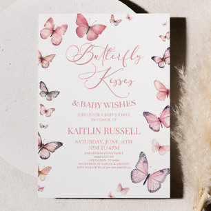 Invitación Besos de mariposa y deseos de bebé Baby Shower ros