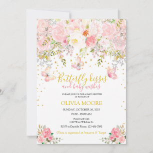 Invitación Besos de mariposa y deseos de bebé ducha de bebé