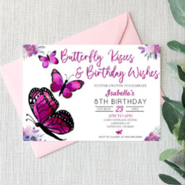 Invitación Besos de mariposa y deseos de cumpleaños Cumpleaño