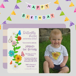 Invitación Besos de mariposa y deseos de cumpleaños Foto Cump