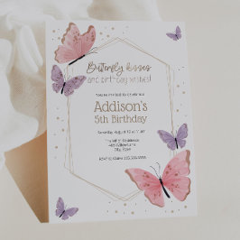 Invitación Besos de mariposa y deseos de cumpleaños Inv de cu