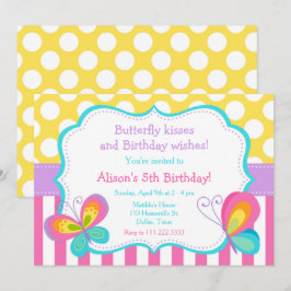 Invitación Besos de mariposa y Fiesta de deseos de cumpleaños