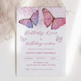 Invitación Besos de mariposa y Fiesta de deseos de cumpleaños