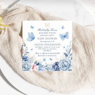 Invitación Besos de mariposa y niños desean Baby Shower