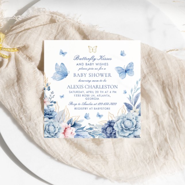 Invitación Besos de mariposa y niños desean Baby Shower (Subido por el creador)