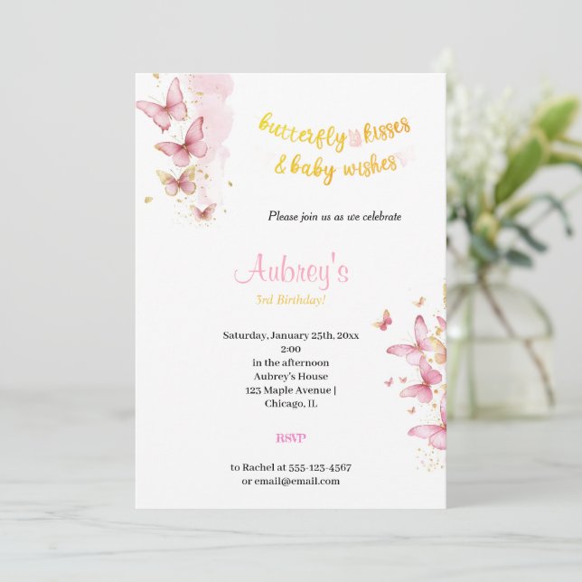 INVITACIÓN BESOS DE MARIPOSAS Y DESEOS DE BEBÉ (Anverso de pie)