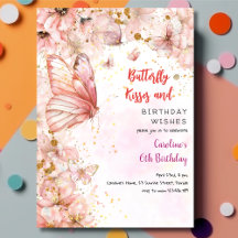 Besos de mariposas y deseos de cumpleaños Invitaci